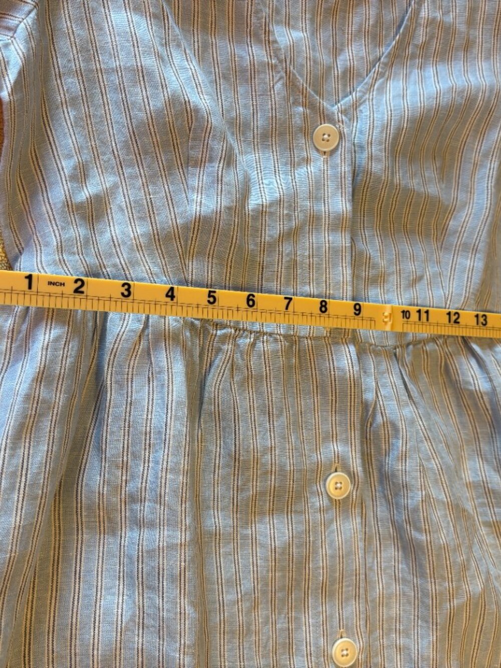 Madewell Blue Striped Linen Midi Dress Size Small Button Front Short Sleeve - Picture 6 of 7